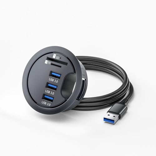 Chenyang HUB de escritorio USB 3.0 con montaje empotrado de puertos con orificio de 60 mm