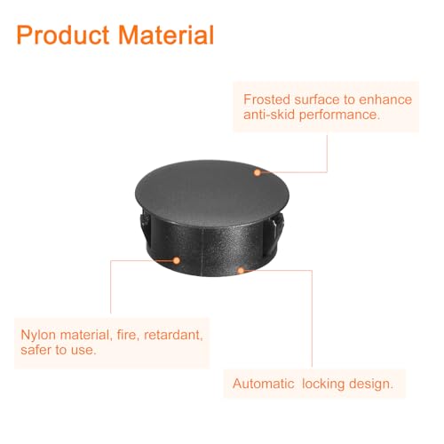 Image of uxcell Black Plastic Hole Plugs, 160pcs 6 Sizes, 0.2 inch /0.24 inch /0.31 inch /0.39 inch /0.51 inch /0.98 inch, Flush Type, Locking, Snap-in Design, Furniture Cabinet Insert End Caps