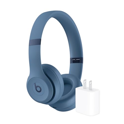 Image of Beats Solo 4 Wireless Headphones with 20W Power Adapter - Slate Blue