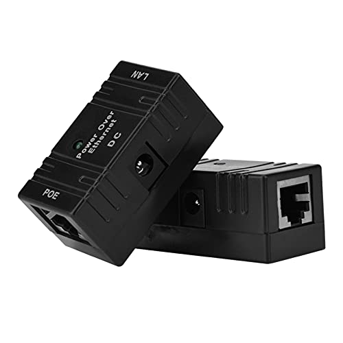 Mingzhe Inyector POE, Módulo de Fuente de Alimentación POE, Adaptador Ethernet, Divisor con Luz LED, Entrada DC 5-48 V, Montaje en Pared, para Cámaras IP (Negro), 2 Unidades miniatura 1