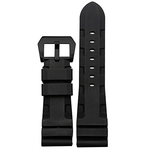Bracelet de montre sport étanche 24 mm en silicone noir pour PAM00682