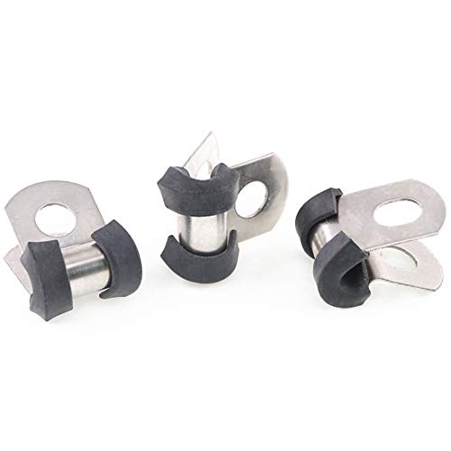 Keadic 20Pcs 3/16" (4Mm) Cable Clamp Rubber Wire Clamps Stainless Steel Rubber Cushioned Insulated Clamps #TOP5