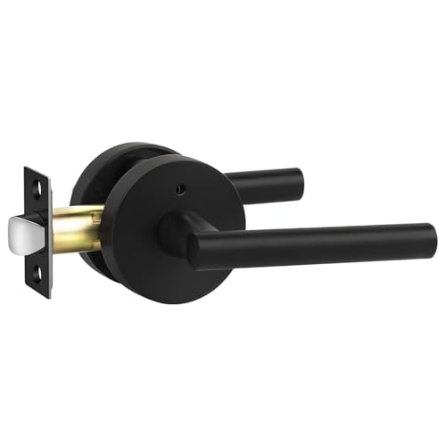 Image of Goldenwarm 1 Pack Black Door Handle Interior, Matte Black Door Lever Privacy Door Handles Keyless, Zinc-Alloy Heavy Duty Door Hardware for Bedroom Bathroom