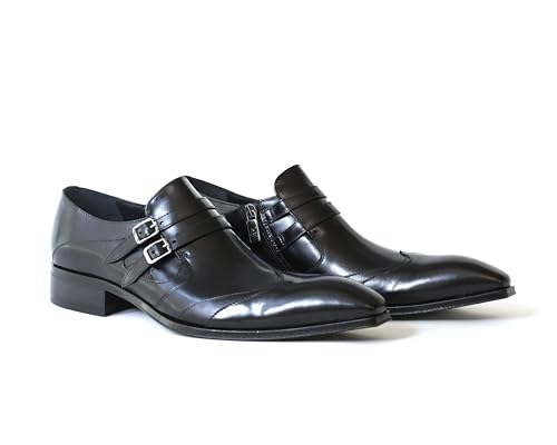 Jo Ghost 4952BIS Italian Black Leather Shoes with Buckles and Zip3