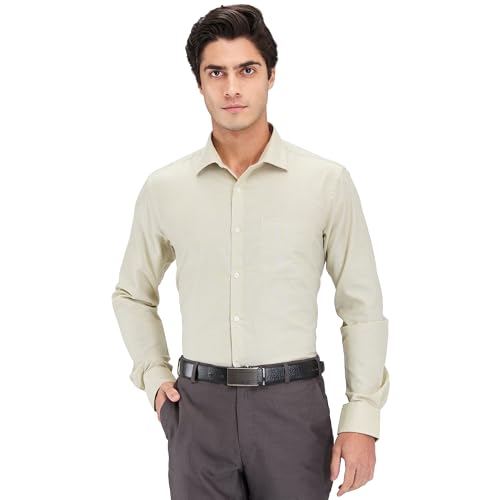 Image of Park Avenue Men's Slim Fit Structure Pattern Cotton Polyester Blend Semi Cutaway Collar Full Sleeve Formal Shirt