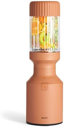 The Beast Mini Blender | Mini Countertop Kitchen Blender | Blend Smoothies and Shakes, Dressings, Sauces, Dips | Straw Cap and Straws Included | 600W (Terra)