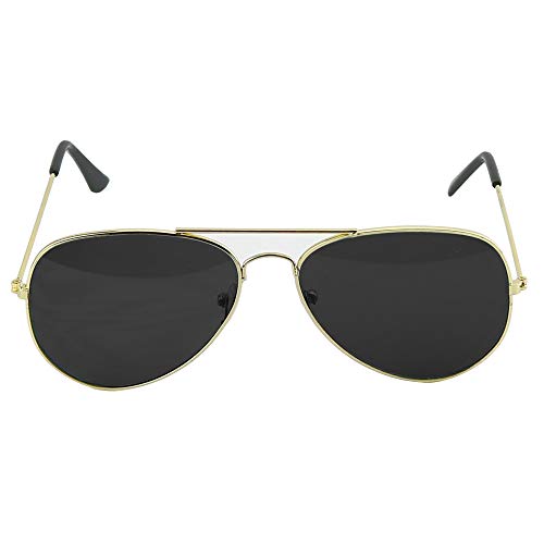 Skeleteen Black Gold Aviator Sunglasses - Military Style Dark Sun Glasses with Gold Metal Frame and UV 400 Protection2