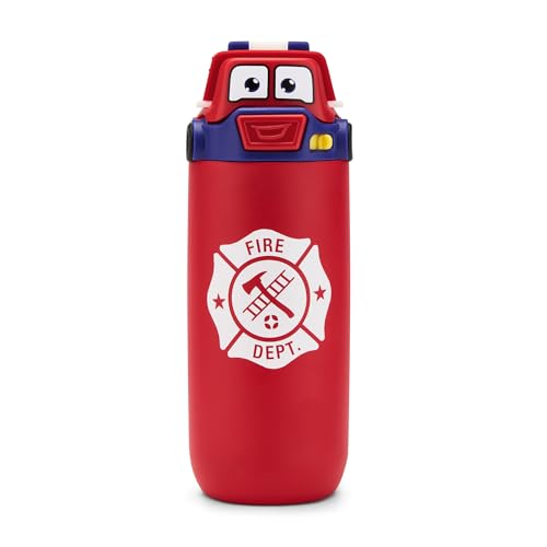 Ello Ellies Botella de Agua para Niños de Acero Inoxidable 12oz a Prueba de Fugas, Color Firetruck miniatura 1