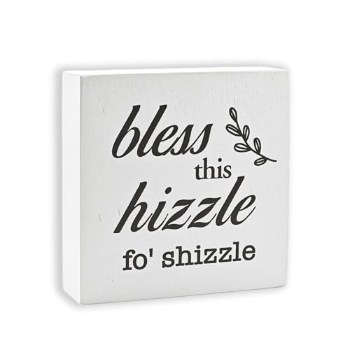 Bless This Hizzle for Shizzle Sign, 5 X 5 Inch Wood Signs Home Decor