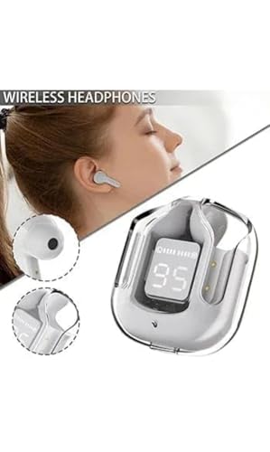 Image of in-Ear Wireless Earbuds, Ultrapods max TWS Bluetooth Earphones with Charging Case and LED Digital Display, Microphone, Works with iPhone Android and Bluetooth Devices (WHITE , BLACK , GREEN)