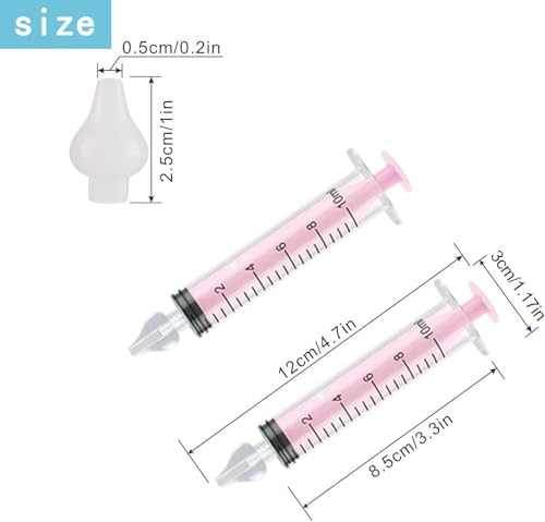 Image of Silicone Baby Nasal Aspirator,Syringe Nasal Irrigator,10ml Nasal Irrigator Portable Infant Nose Cleaner Nose Aspirator with Cleanable (Pink)