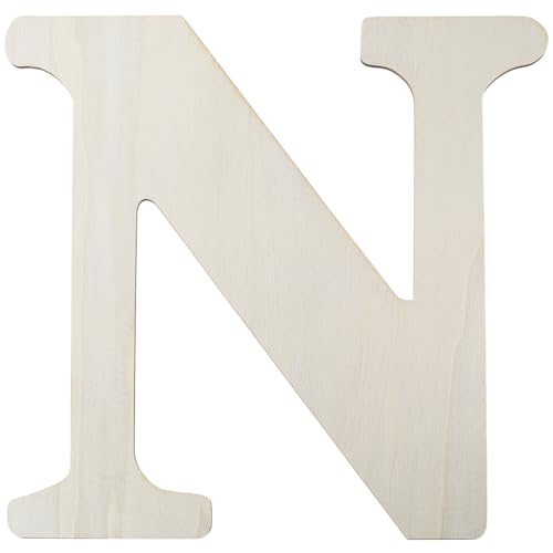 SOFPLATE Letra N de Madera de 15.5 x 15 pulgada Letras Del Alfabeto de Madera Tablero MDF Pintable Blanco Antiguo Palabras Del Alfabeto En Blanco Sin Terminar para Proyectos de Manualidades de Bricola