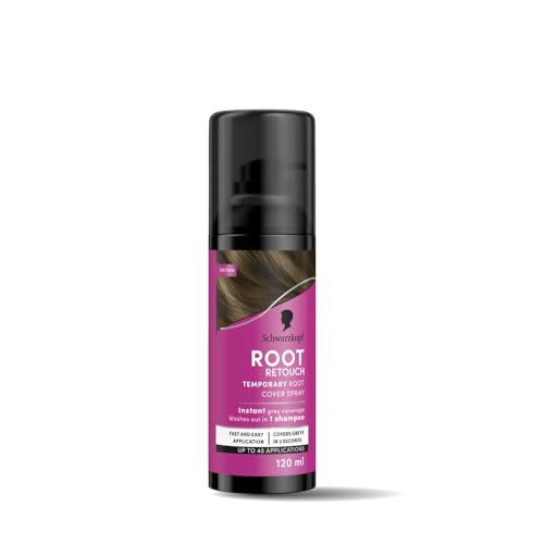 Schwarzkopf Root Retouch Instant Grey Hair Concealer Spray Sweat And Rain Resistant, Matte Finish Perfect Coverage | Upto 40 Fast and Easy Applications | Unisex| For All Hair Types, Brown, 120ML