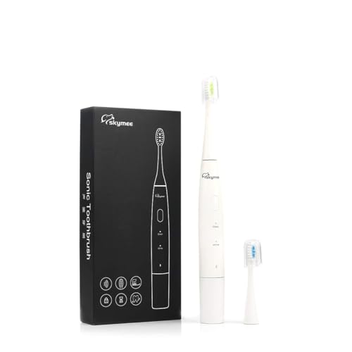 SKYMEE Sonic Electric Toothbrush with 2 Replacement Heads, Battery Powered Toothbrush for Home and Travel