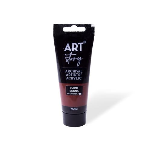 Image of Art Story Artists Acrylic Colour Burnt Sienna 75ml Tube | Rich Pigment, Smooth Finish, Quick Drying Paint for Canvas, Paper, Craft & DIY Projects
