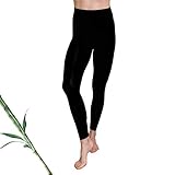 Fenrici Comfort Viscose Made from Bamboo Leggings for Women, Buttery Soft, High Waisted Lounge Baselayer with Temperature Control (Black, X-Small)