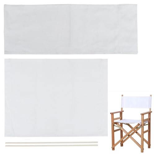 Director Chair Canvas Replacement with Wood Stick,Casual Directors Chair Cover Kit Replacement Canvas Seat and Back for Home Indoor Outdoor,Easy to Clean Folding Chair 20.6 x7.7/20.5x16.5 inch (White)