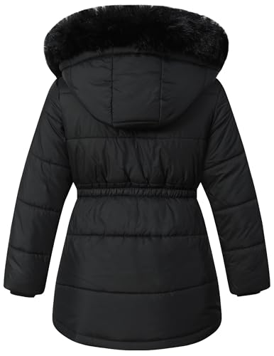 Girls Winter Jacket Long Puffer Coat with Removable Hood，Kid's Warm Insulated Parka for Cold Weather, Full Zip2