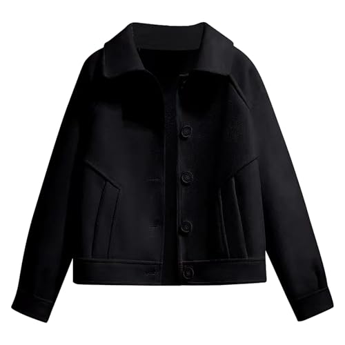 Chaqueta de mezcla de lana corta de moda para mujer abrigo casual versátil elegante de entretiempo