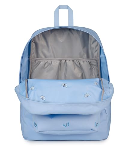 Image of JanSport Superbreak Plus FX Backpack - Work, Travel, or Laptop Bag with Water Bottle Pocket, Superbreak Plus Fx, Tiny Butterflies Hydrangea /Md Bl
