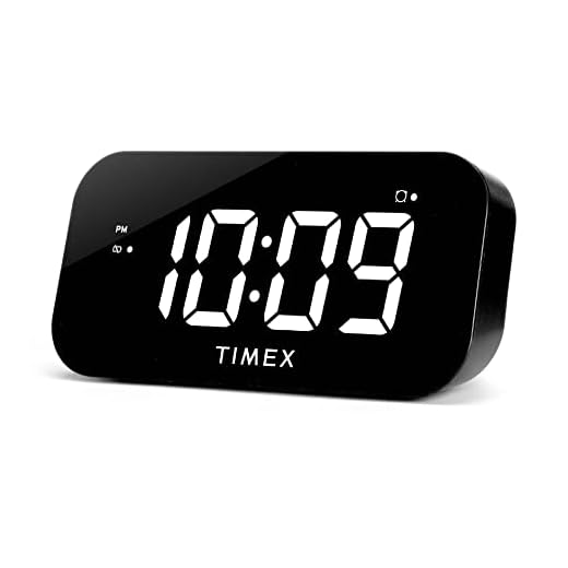 Timex Alarm Clock with Large Display and 5W USB Charging Port, Digital Alarm Clock for Bedroom Includes 100-240V Universal Power Adapter (T1120B-Black)