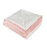 BESCH Manta Borreguito Reversible 130 x 160 cm Suave y Cálida Diseño con Textura a Rayas - Manta Sherpa Franela Gruesa Caliente, Transpirable para Invierno - Rosa Palo