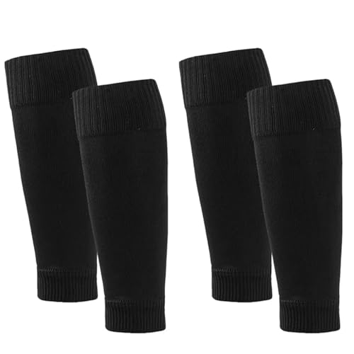 2 Pares de Medias de Fútbol sin Pie, Sujetador de Espinilleras para Adulto, Mangas de Compresión Transpirables y Antideslizantes para Deporte