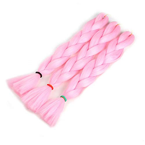 Pink Synthetic Braiding Hair Synthetic Hair For Crochet Twists Locs Braids Hair 3 Packs 24 Inch By Leticia
