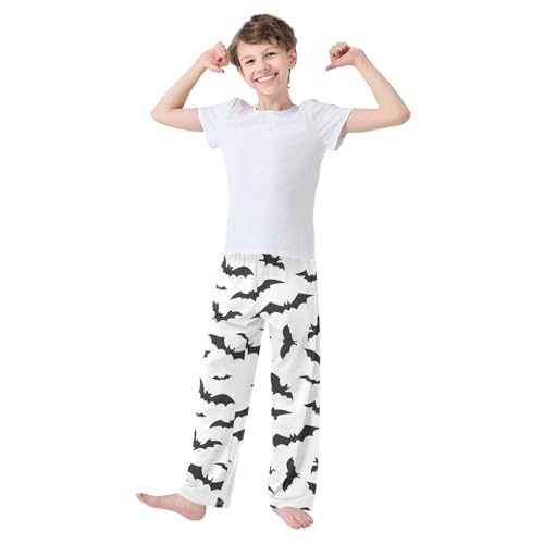 Boys' Pants Black Bat Long Bottoms Jogger Pants Elastic Waist Trousers with Pockets S-XL2