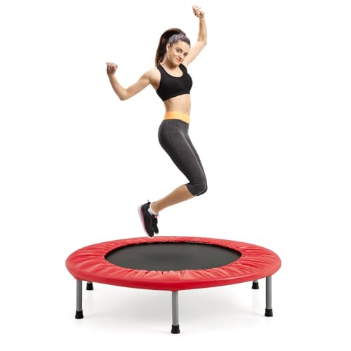 COSTWAY φ97cm Mini Trampolin, Fitness-Trampolin faltbar,...