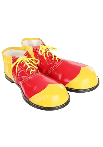Fun Costumes Adult Jumbo Red and Yellow Clown Shoes | Men's Comically Oversized Footwear with Bulbous Toe for Funny Circus Performer Standard