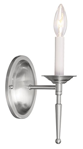 Image of Livex Lighting 5121-91 Williamsburgh 1-Light Wall Sconce, Brushed Nickel