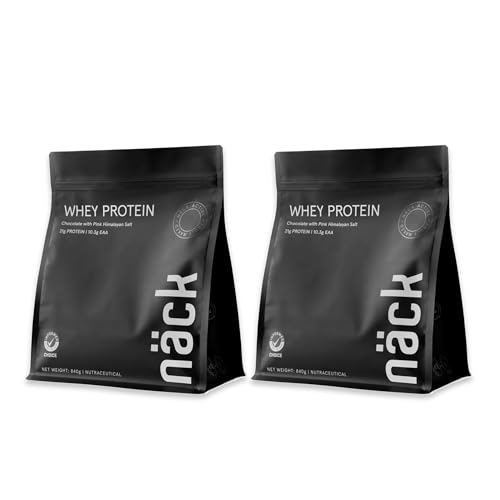 Image of Nack Whey Protein Chocolate 840G | Whey Isolate & Concentrate Blend I Sourced From Europe | 21G Protein | 10.3G Eaa | Developed By Sport Nutritionists | Informed Choice Certified | Chocolate With Pink Himalayan Salt | Pack of 2