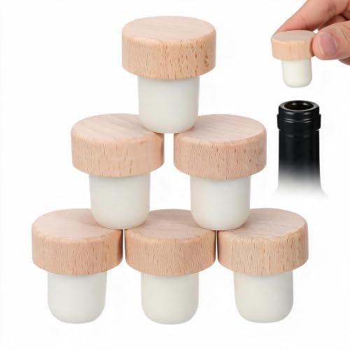 Wooden T-shaped Bottle Stopper 6-Pack