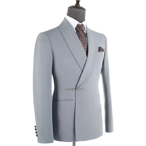 Men's 2-Piece Suit Set with Metal Buckle - Slim Fit Blazer & Pants for Wedding & Party4