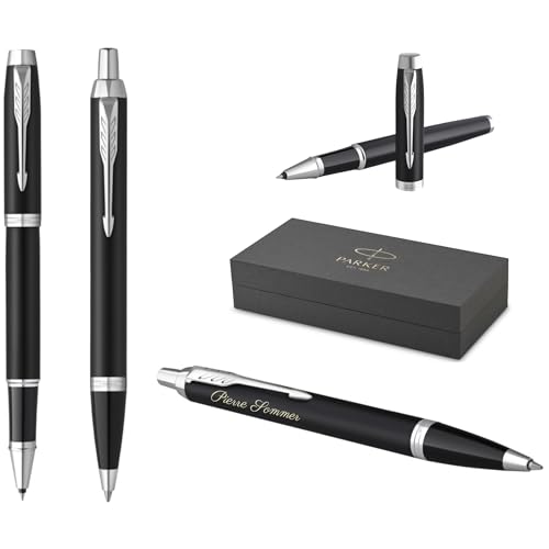 Stylo à bille Parker personnalisé noir mat avec écrin de rangement
