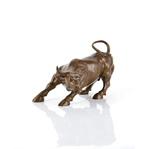 Fairyville Bronze Wall Street Bull - Pure Copper Statue Of Bull - Brass Sculpture Collectable Table Decor - Figurine For Living Room Home Decorations And Gift(Medium 7.9'', Brown) #TOP1