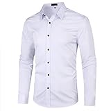  Allthemen Camisa para Hombre de Fibra de bambú, Corte Regular, Manga Larga, fácil de Planchar, para Negocios, Ocio, Boda