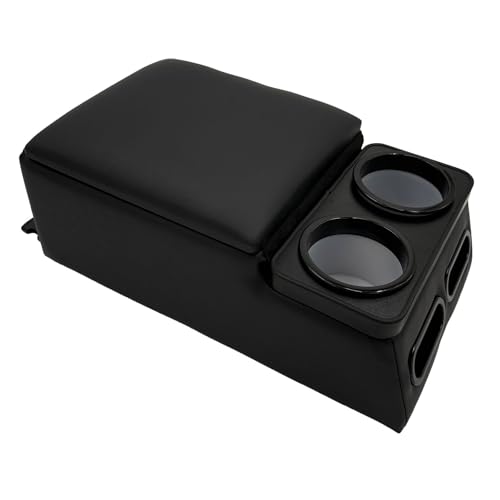 LOOYE Car Center Console with Cup Holders, Universal Truck Bench Seat Organizer, Back Seat Storage (Black)