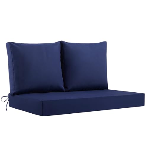 MuaMelop Outdoor Loveseat Cushions Waterproof 46264 Inch Fade Resistant Patio Loveseat Cushions for Outdoor Furniture Outdoor Couch Cushions Set for Bench Wicker Furniture Swing Navy Blue