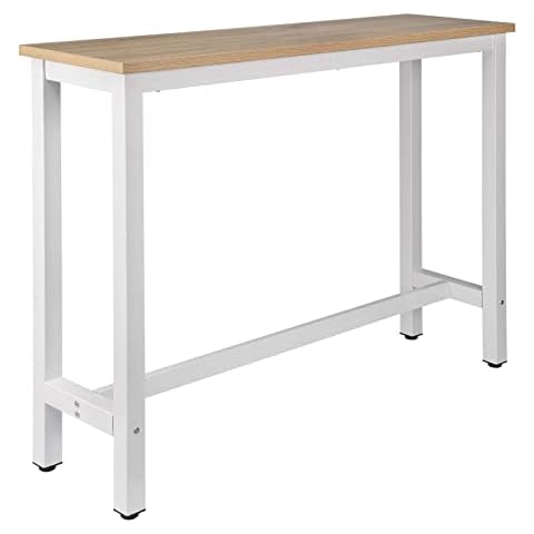 WOLTU BT30hei 1x Bartisch Bistrotisch Stehtisch Esstisch, Metallgestell, Tischplatte aus MDF, Helle Eiche Cover