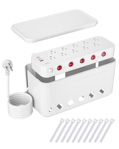 Surge Protector Power Strip with Cable Management Box,Cord Organizer Box