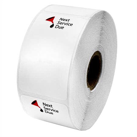 Car Check Printer Service Reminder Stickers, Next Service Due Text with Oil Funnel Image, 500 Count