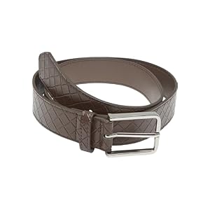 Urban Classics Men’s TB7217-Woven Embossed Synthetic Leather Belt, Brown/Silver, S/M, bruin/zilver, S-M