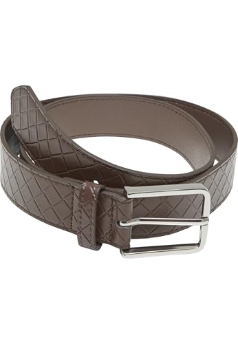 Urban Classics Men's TB7217-Woven Embossed Synthetic Leather Belt, Brown/Silver, S/M, bruin/zilver, S-M