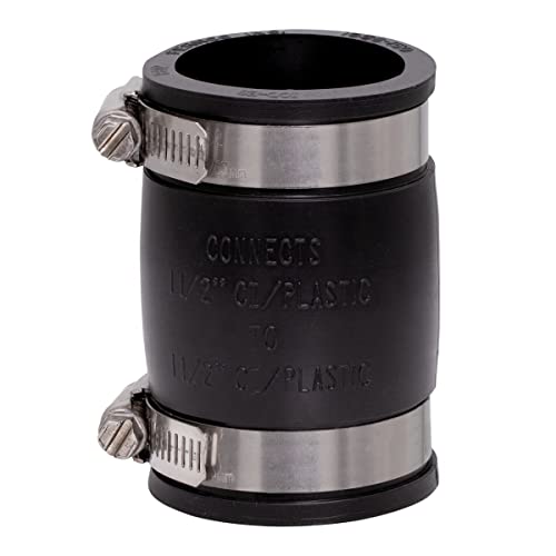 Fernco 1056-150 1-1/2-In. Flexible Pvc Pipe Coupling For Cast Iron And Plastic Plumbing Connections 2-Pack #TOP1