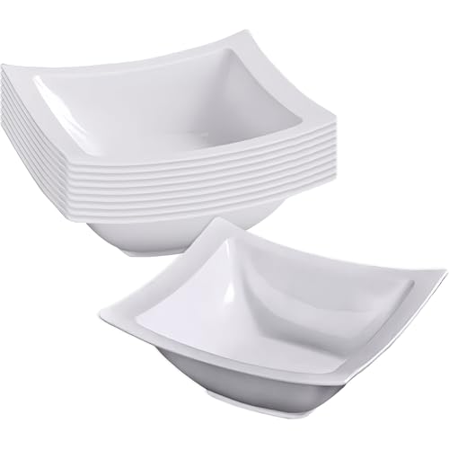 Lillian Tablesettings 5-Ounce Rectangular Plastic Bowls, 10 Count, Pearl