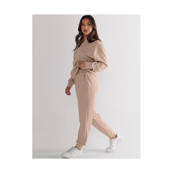 ANRABESS Tracksuit for Women 2 Piece Outfits Sweat Set Half Zip Long Sleeve Cropped Sweatshirt Sweatpants Cozy Sweatsuit Matching Lounge Set Fall Clothes 1310kaqi-S