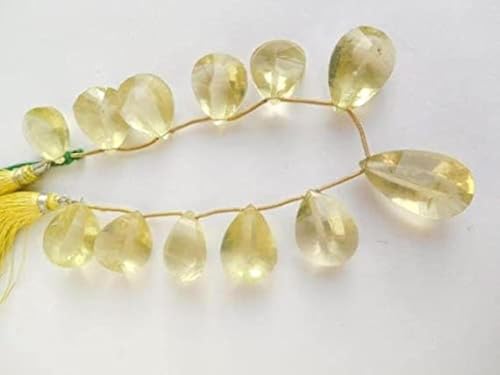 Perles quartz citron LKBEADS véritable de forme poire facettée fil de 8"