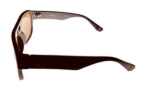 Fila Mens Matte Brown Gradient Rectangle Plastic Wrap Sunglass, Flash Lens SF9344 2ASX3
